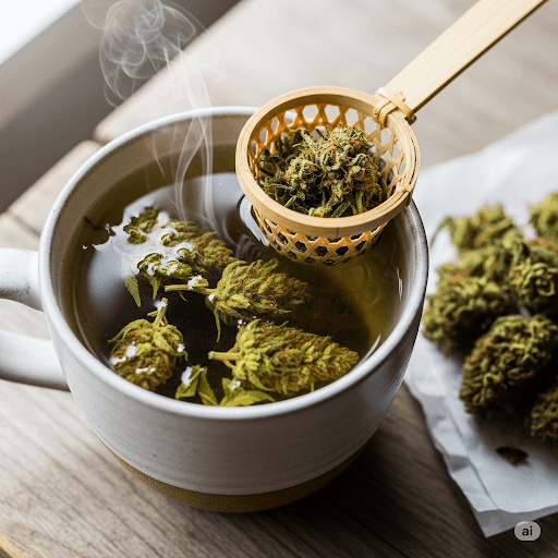 una taza de té de flor de cannabis