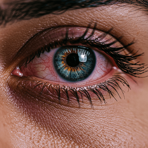 ojo con la parte blanca roja por uso de cannabis