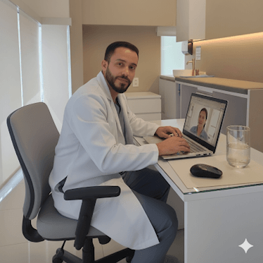 Médico consultando sobre cannabis medicinal.