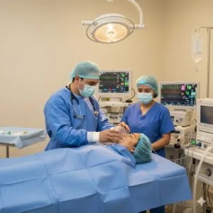 Dr. Ricardo Urbina: Especialista en Cannabis femenina en un quirófano siendo soemtida a la inducción anestésica