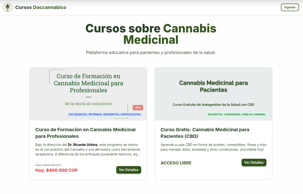 ¡50% de descuento por Lanzamiento!: Curso de Cannabis Medicinal para Profesionales