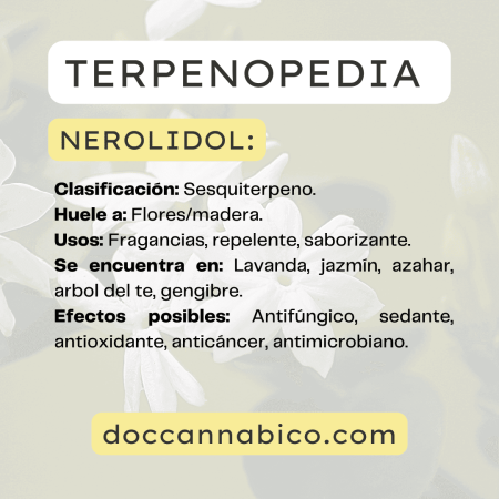infografía sobre las propiedades del terpeno nerolidol cannabis